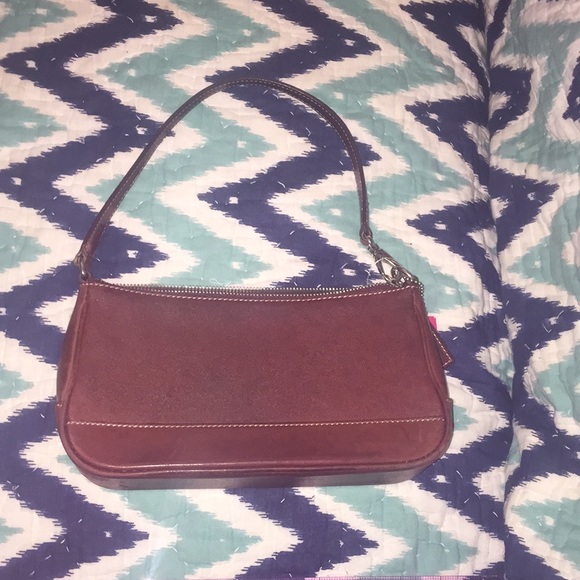 Small Brown Leather Coach Purse with Logo Dangle - Picture 1 of 8